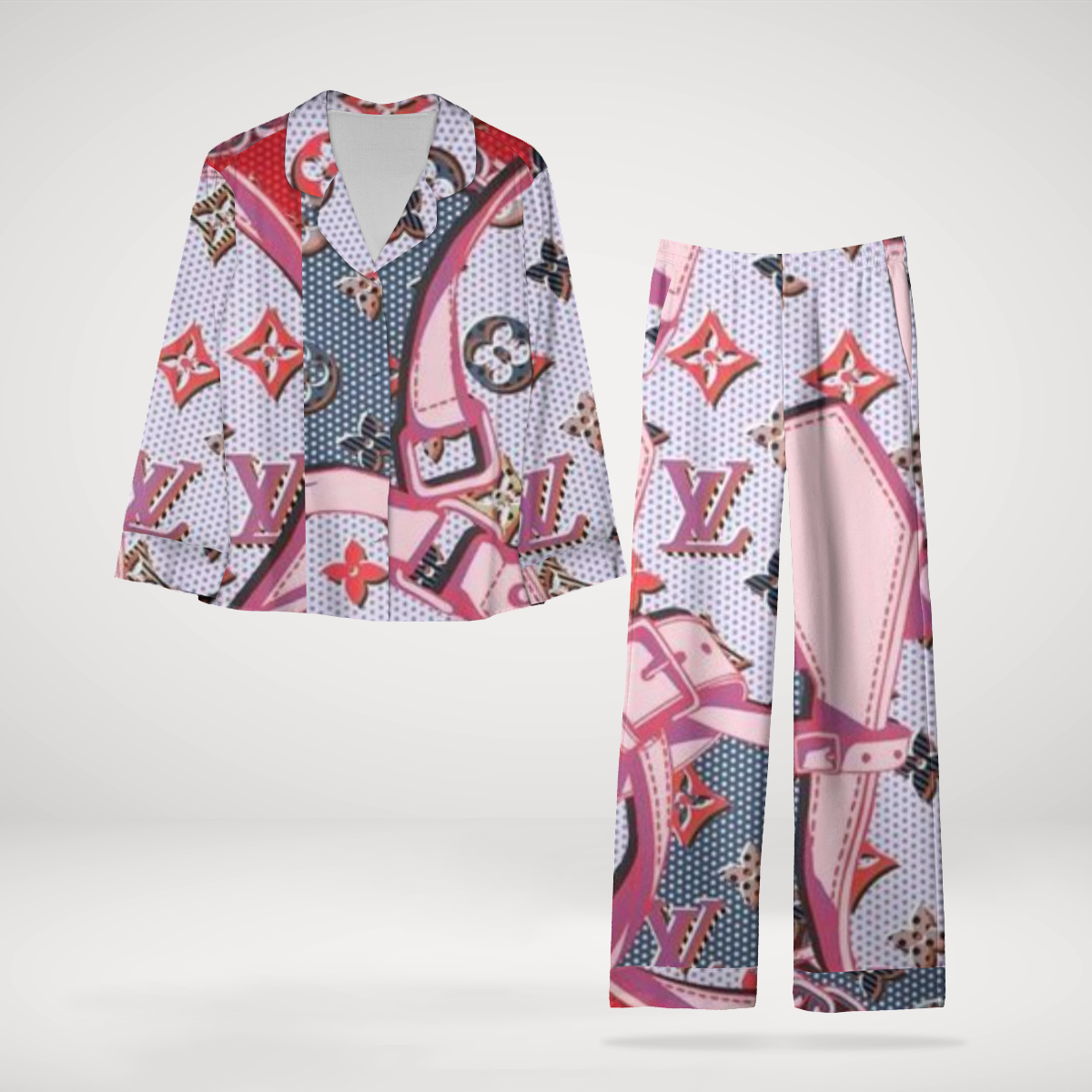 Louis Vuitton Perfect Fit Satin Long Sleeve Pajama Set  Suitable For All Sizes