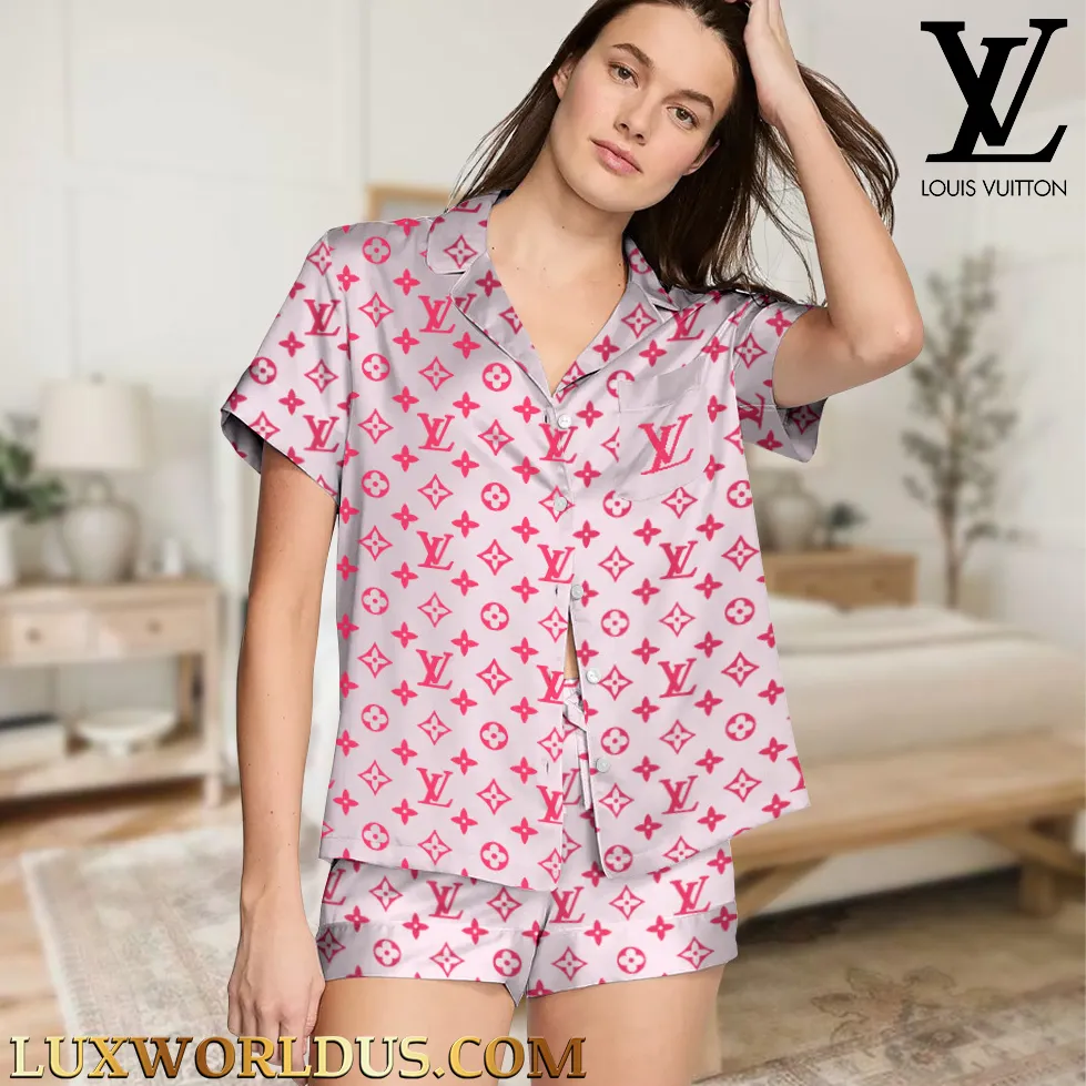 Louis Vuitton Satin Short Pajama Set  Perfect For Night & Lounge