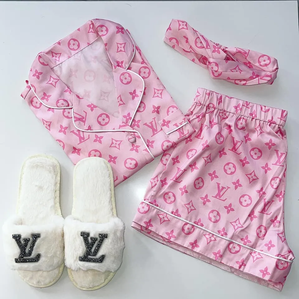 Louis Vuitton Satin Pajama Set  Elegant & Comfortable Night Set For Women