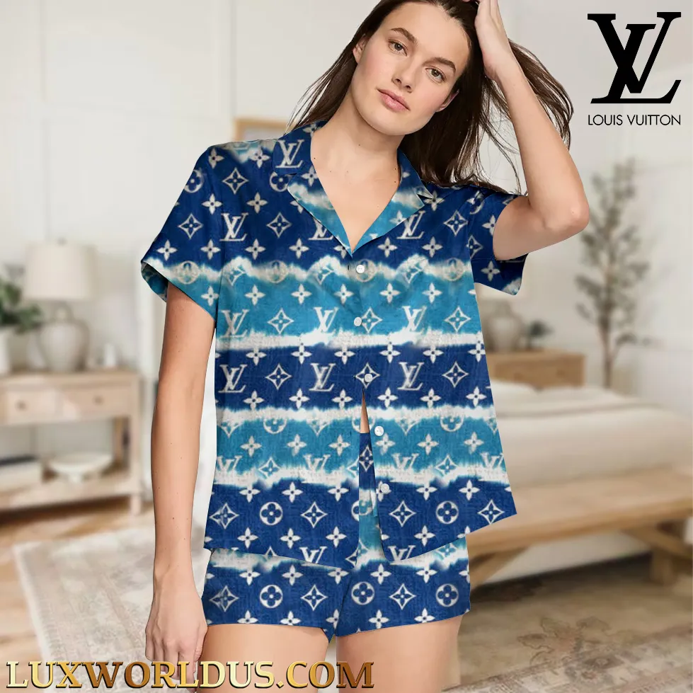 Louis Vuitton Stylish Collection Pajama Set  Glamorous Satin Nightwear