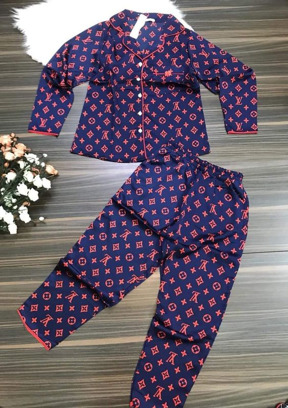 Louis Vuitton Womens Satin Long Sleeve Pajama Set  Beautiful, Charming & Comfortable