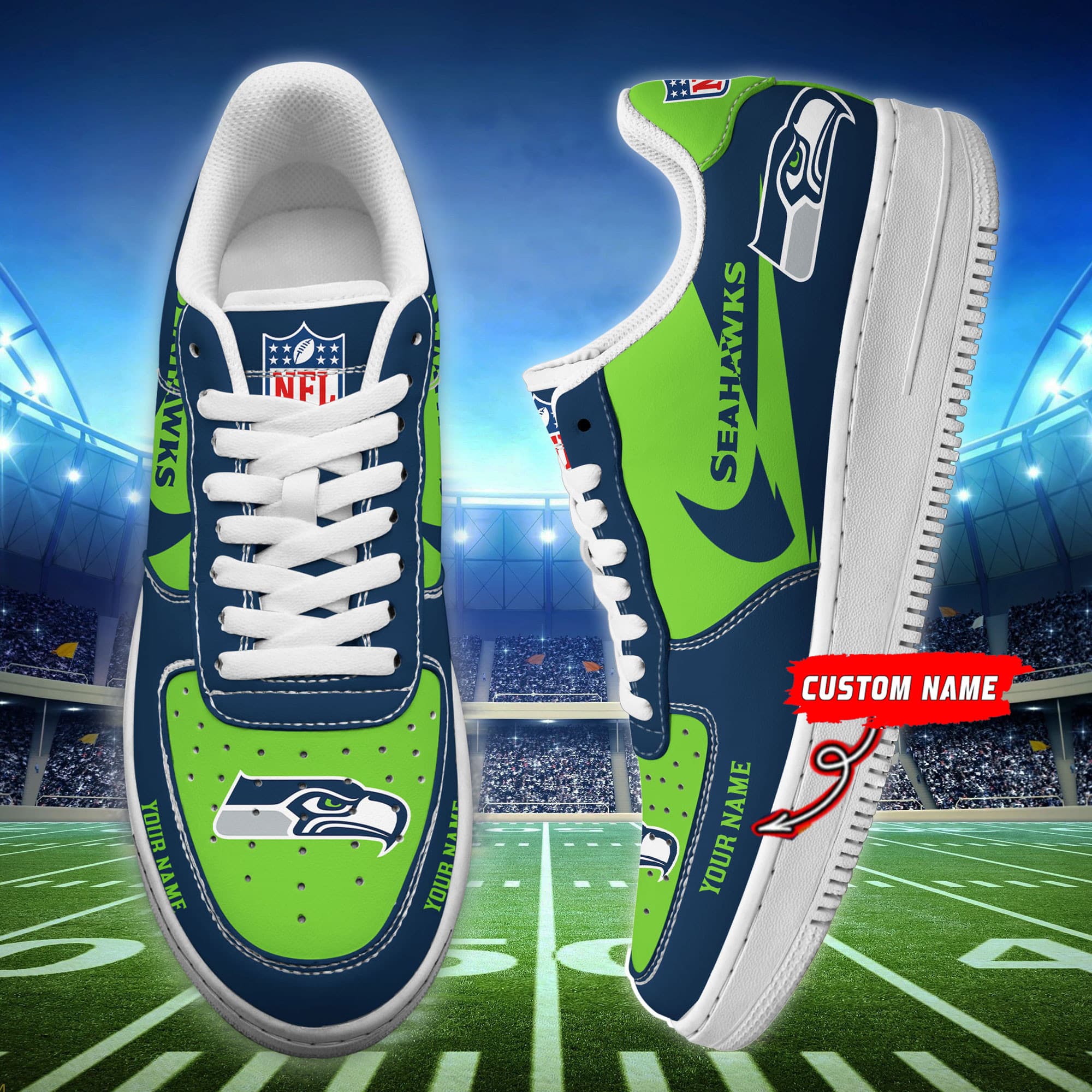 Seattle Seahawks Personalized Air Force 1 Shoes Bg222 For Men Women
