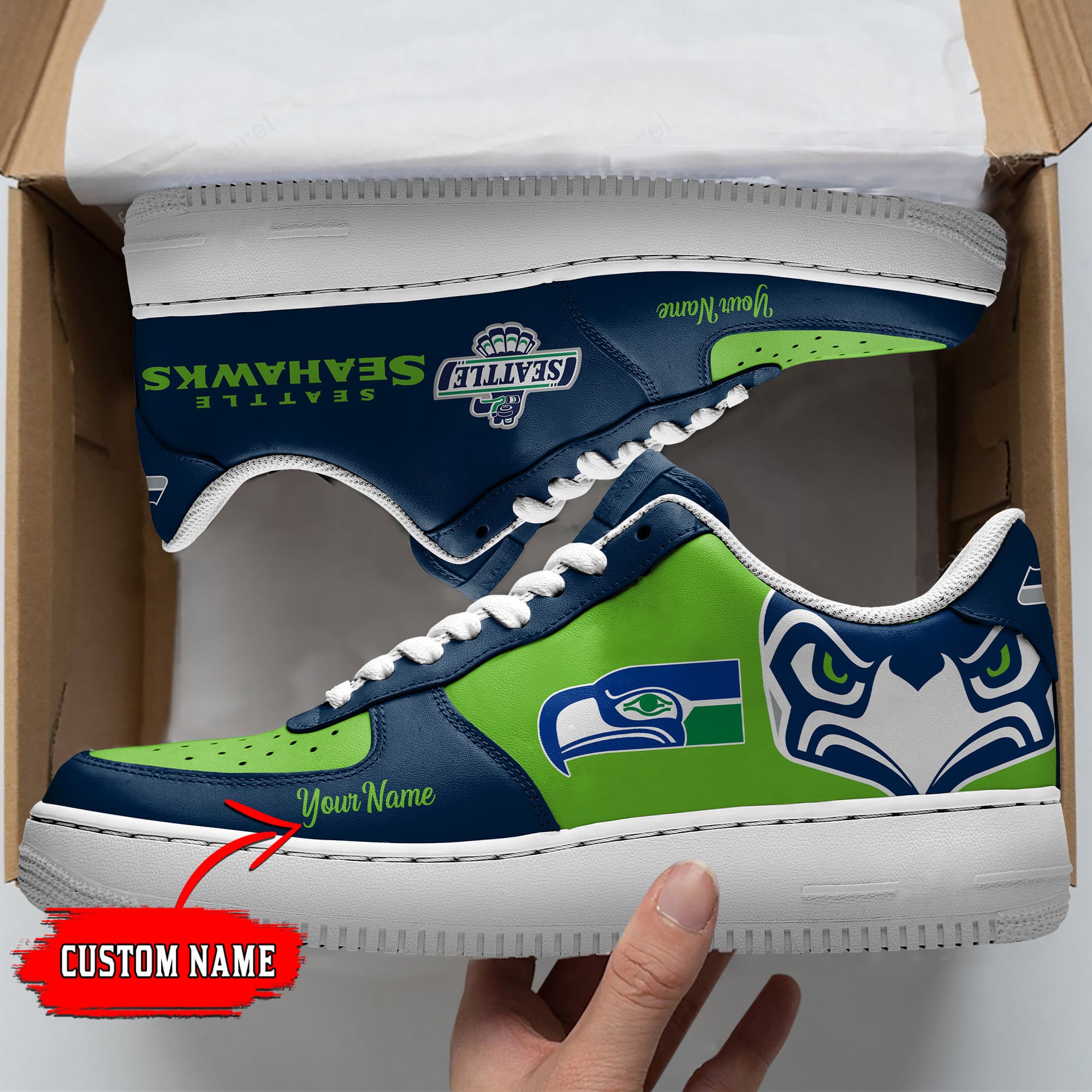 Seattle Seahawks Personalized Air Force 1 Shoes Bg35 For Men Women