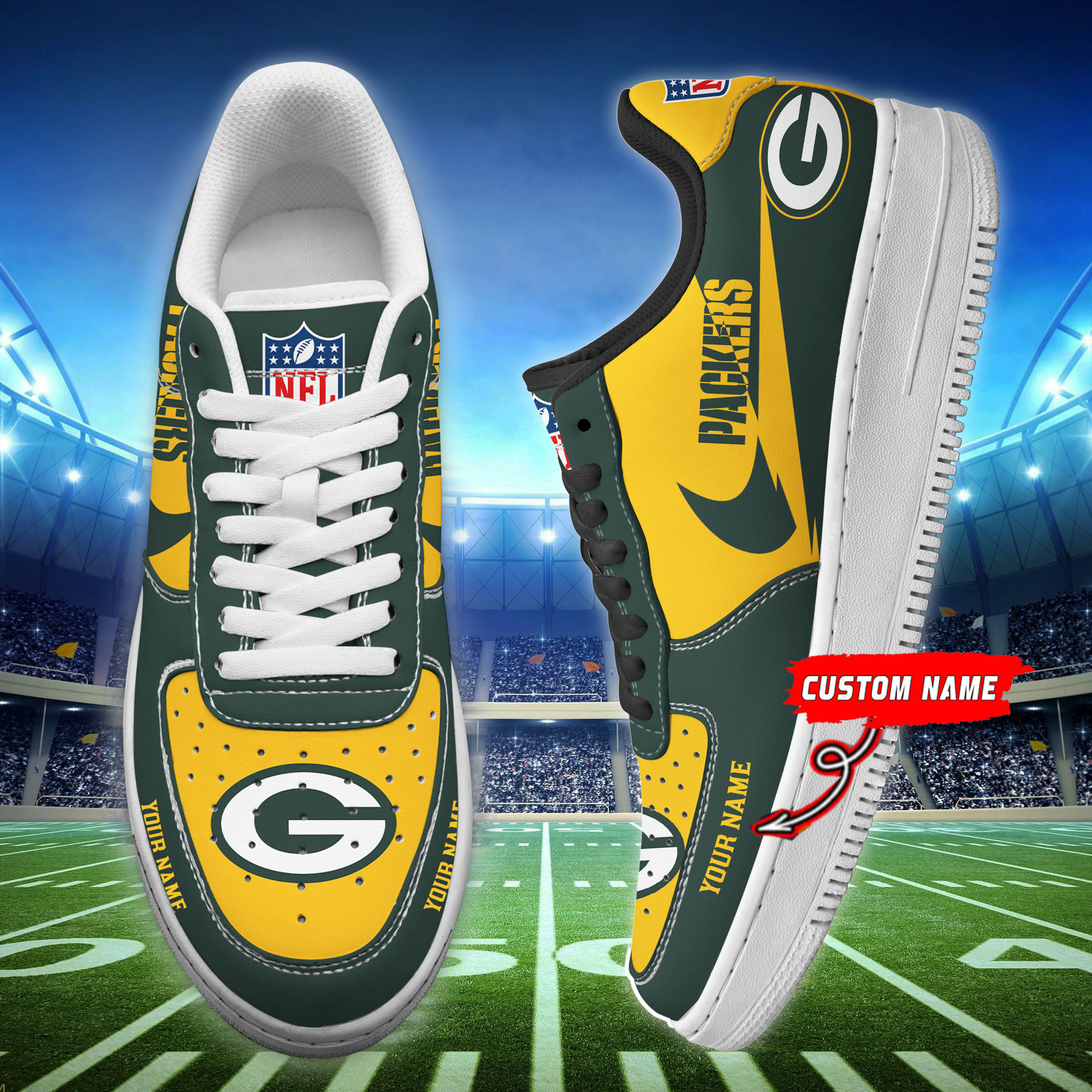 Green Bay Packers Personalized Air Force 1 Shoes Bg205 For Men Women