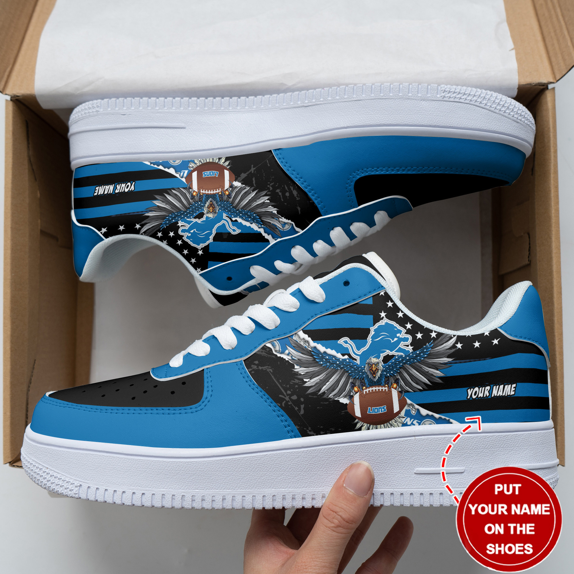 Detroit Lions Personalized Air Force 1 Shoes Bg180 For Men Women