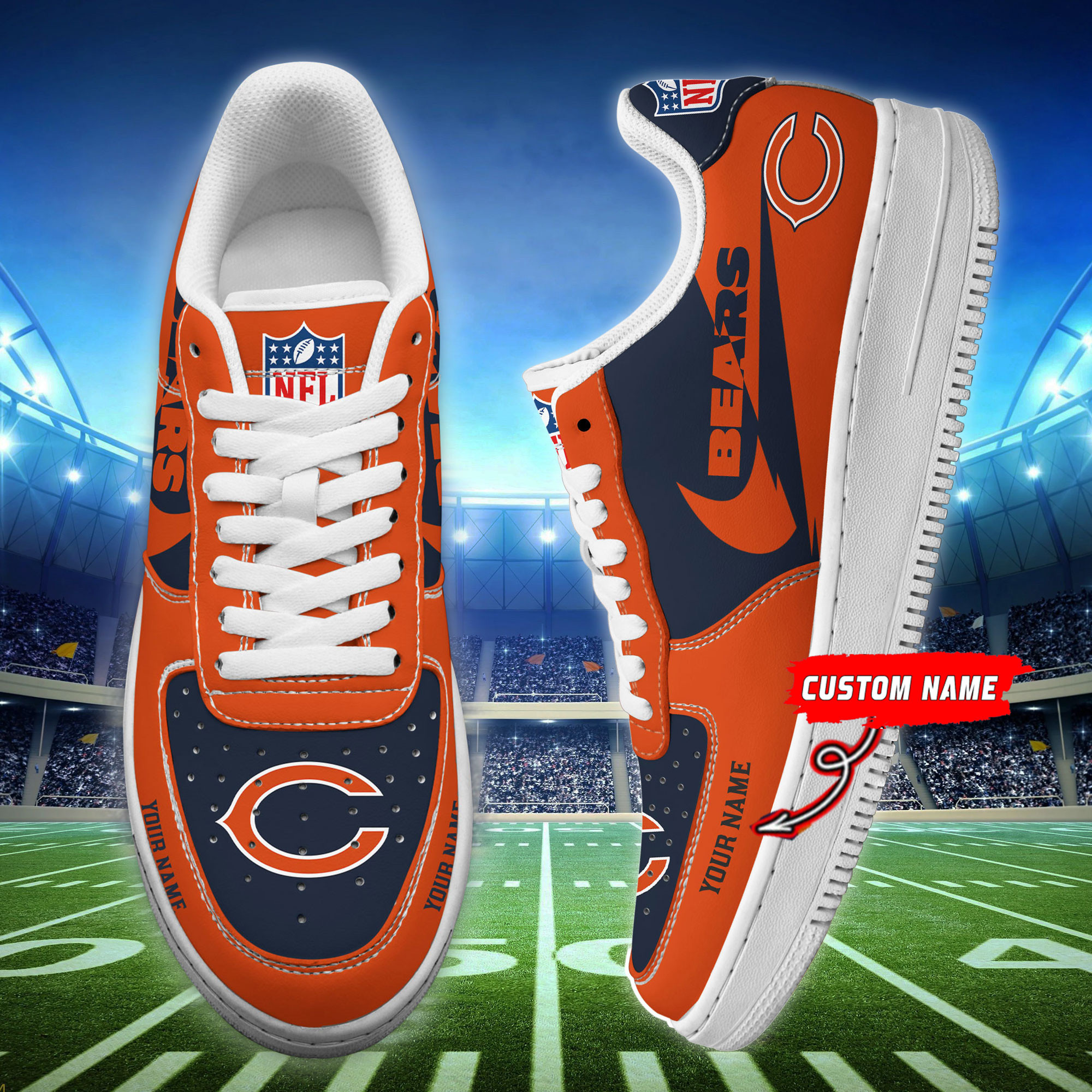 Chicago Bears Personalized Air Force 1 Shoes Bg199 For Men Women