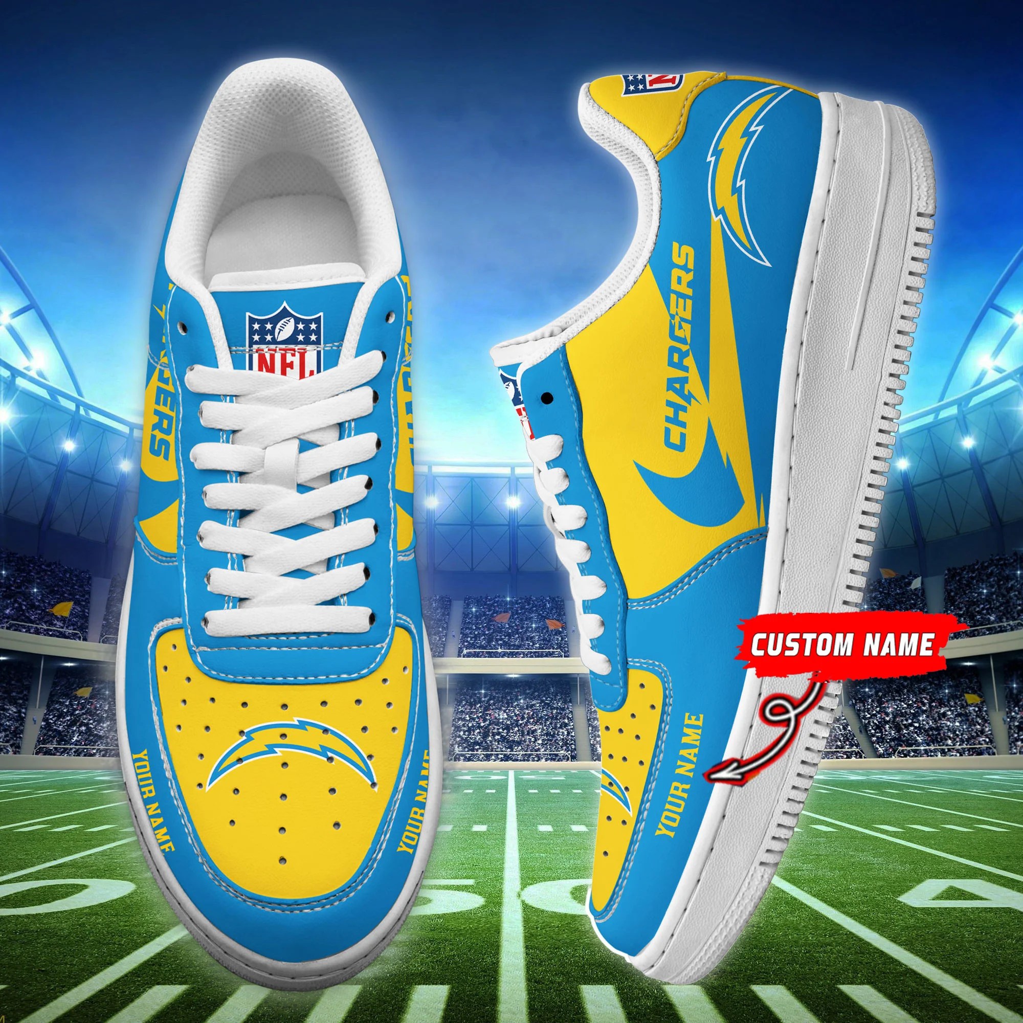 Los Angeles Chargers Personalized Air Force 1 Shoes Bg220 For Men Women