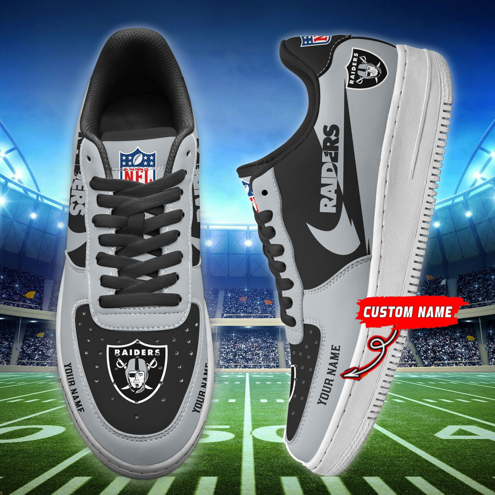 Las Vegas Raiders Personalized Air Force 1 Shoes Bg216 For Men Women