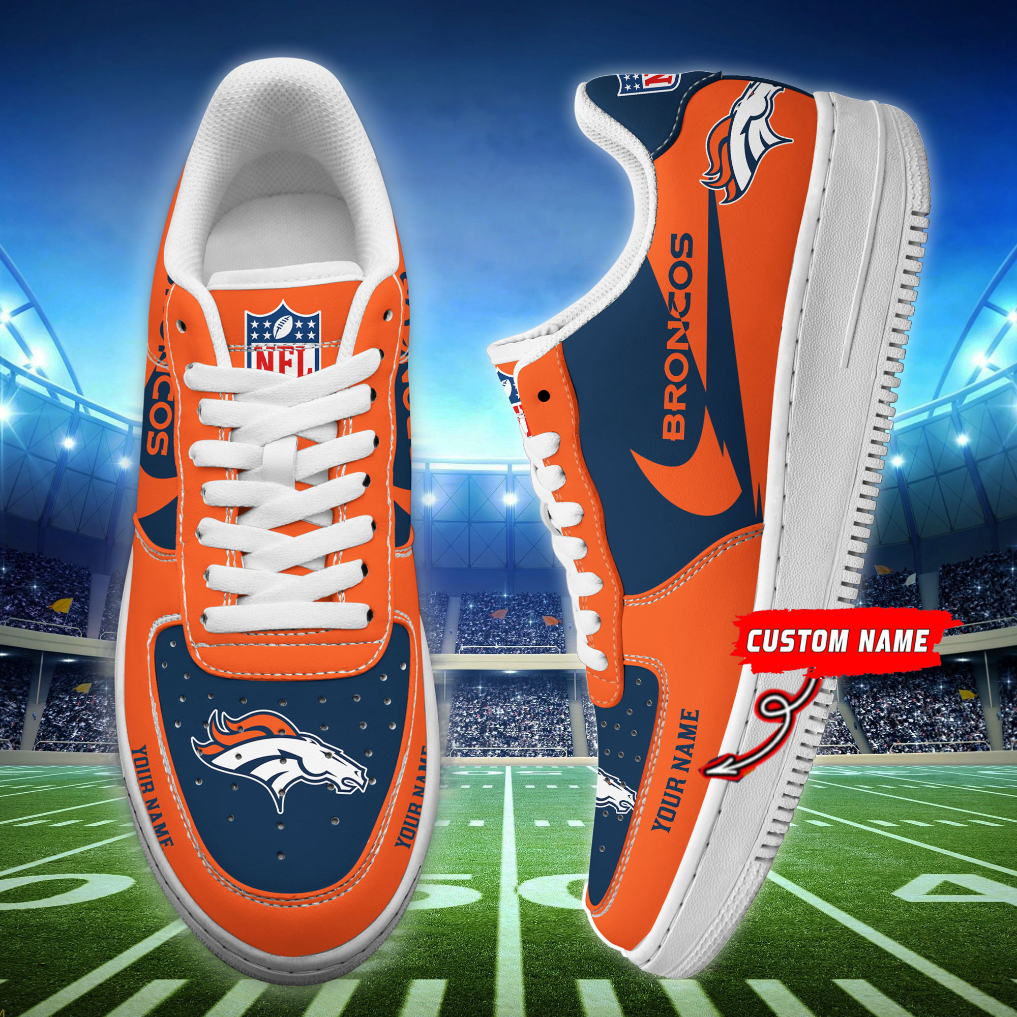 Denver Broncos Personalized Air Force 1 Shoes Bg203 For Men Women