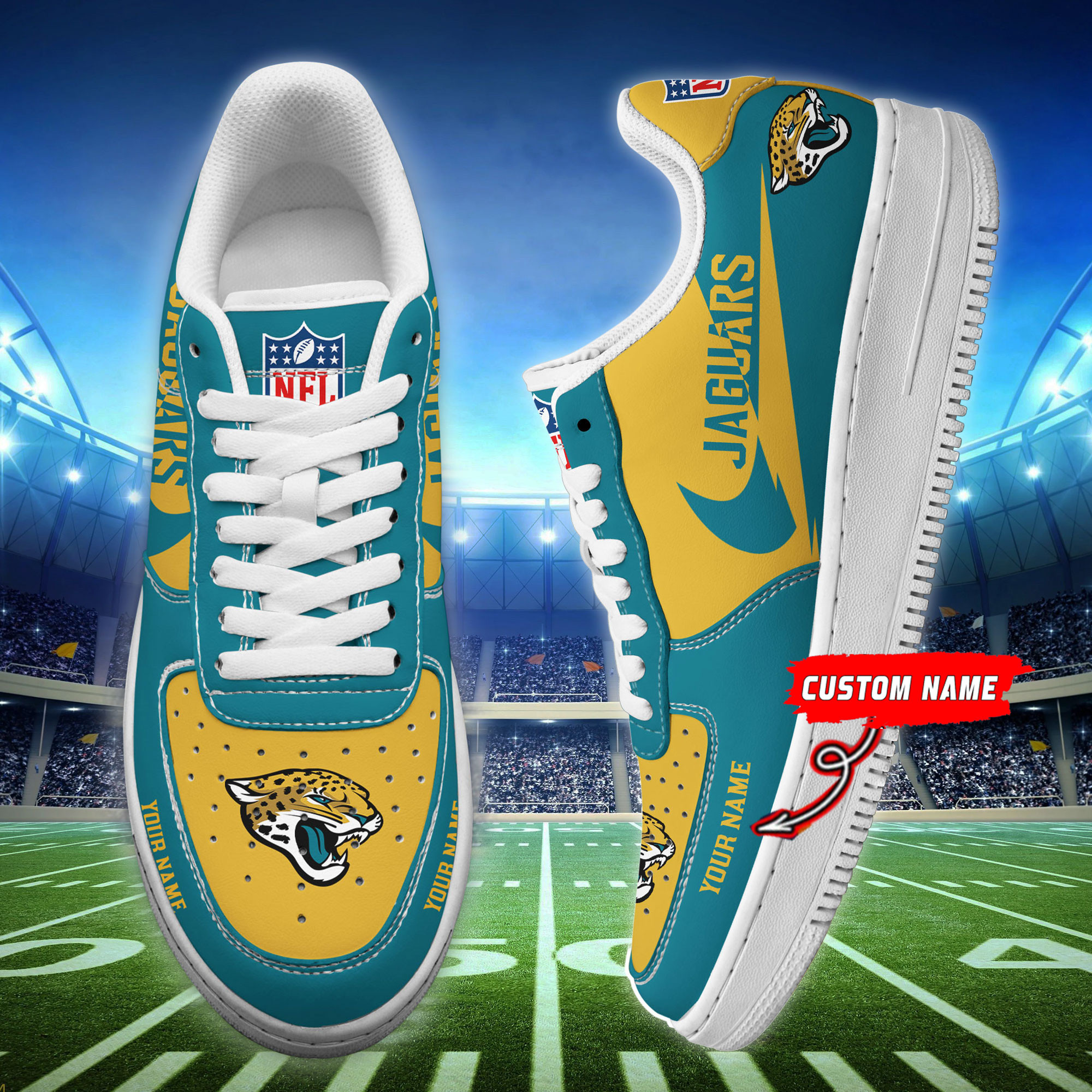 Jacksonville Jaguars Personalized Air Force 1 Shoes Bg208 For Men Women