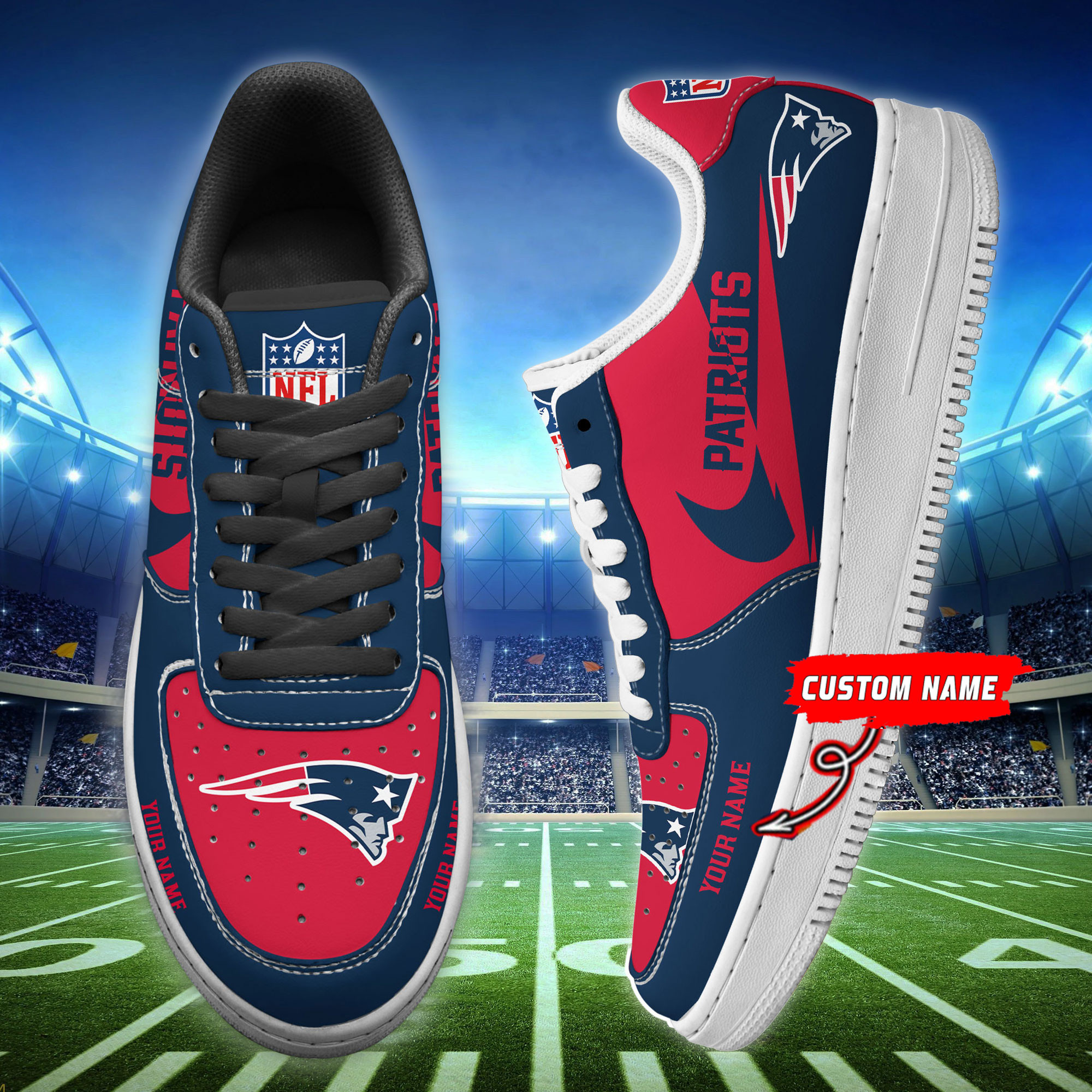 New England Patriots Personalized Air Force 1 Shoes Bg212 For Men Women