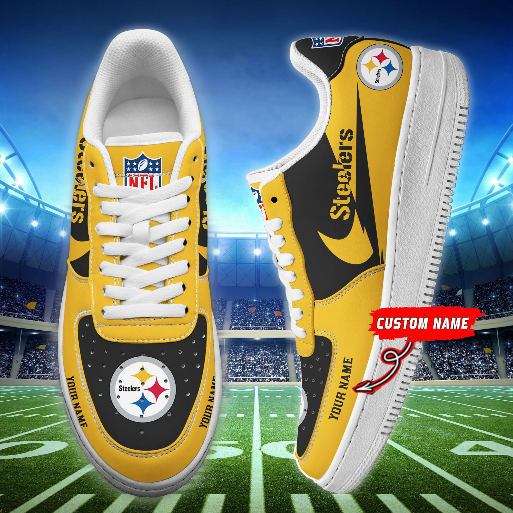 Pittsburgh Steelers Personalized Air Force 1 Shoes Bg218 For Men Women