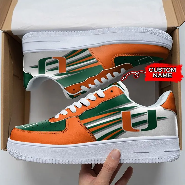 Ncaa Miami Hurricanes Custom Name Air Force 1 1000105 For Men Women