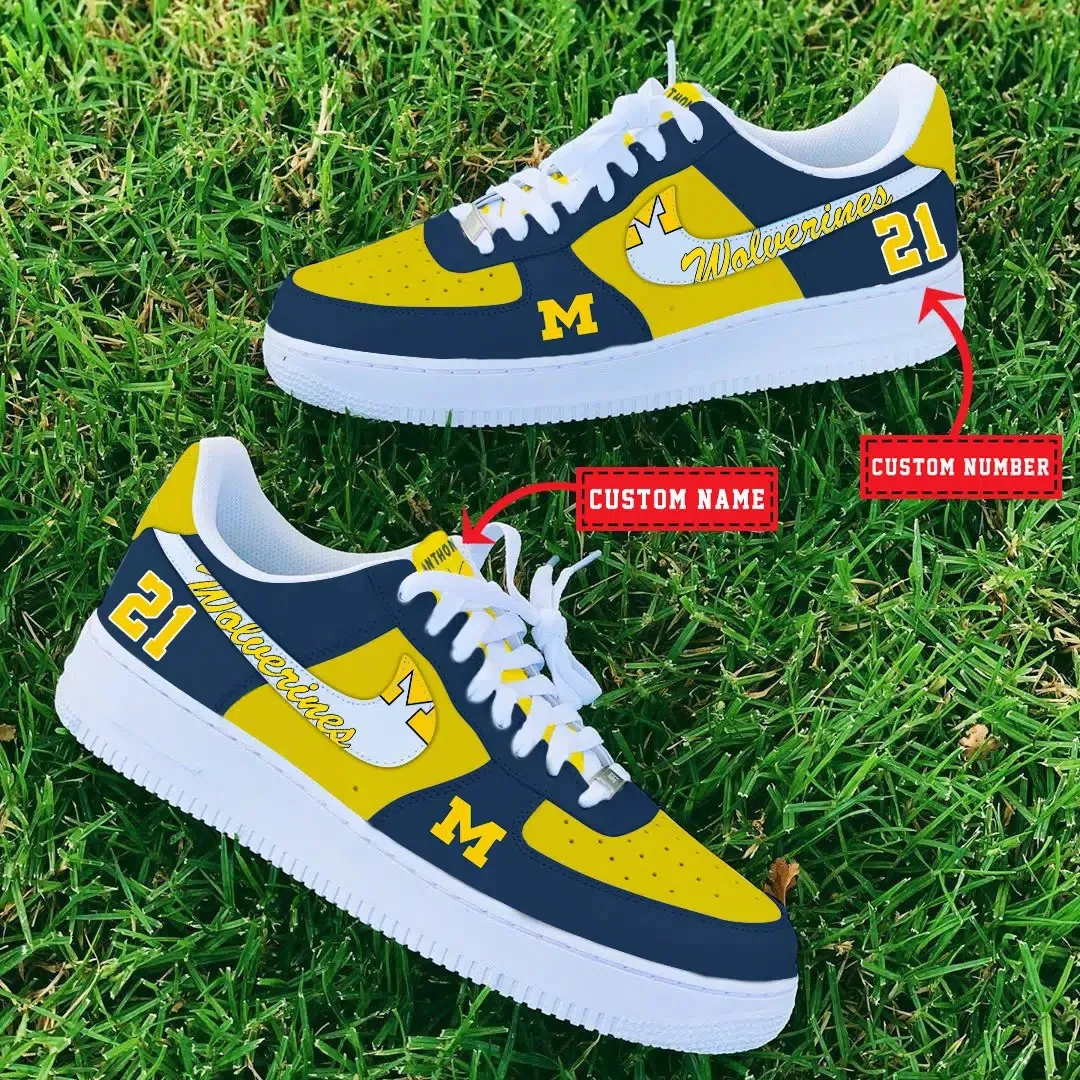 Michigan Wolverines Ncaa Sport Team Air Force 1 Sneakers Shoes For Men And Women 520Ex-1298 For Men Women
