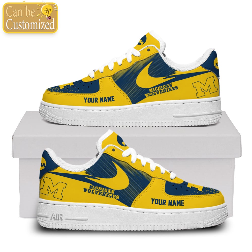 Michigan Wolverines Air Force One Shoes Custom Name For Men Women