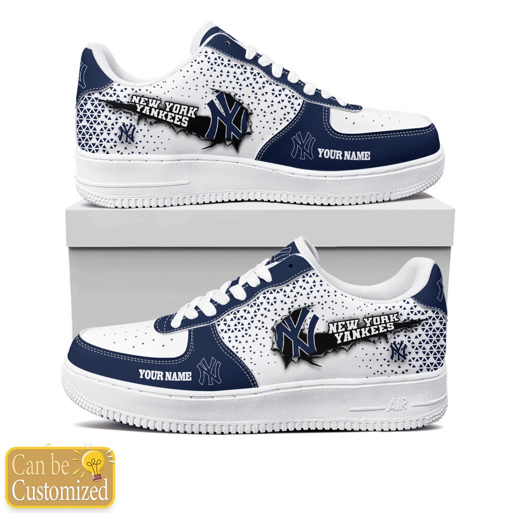 New York Yankees Custom Name Air Force One Shoes For Men Women