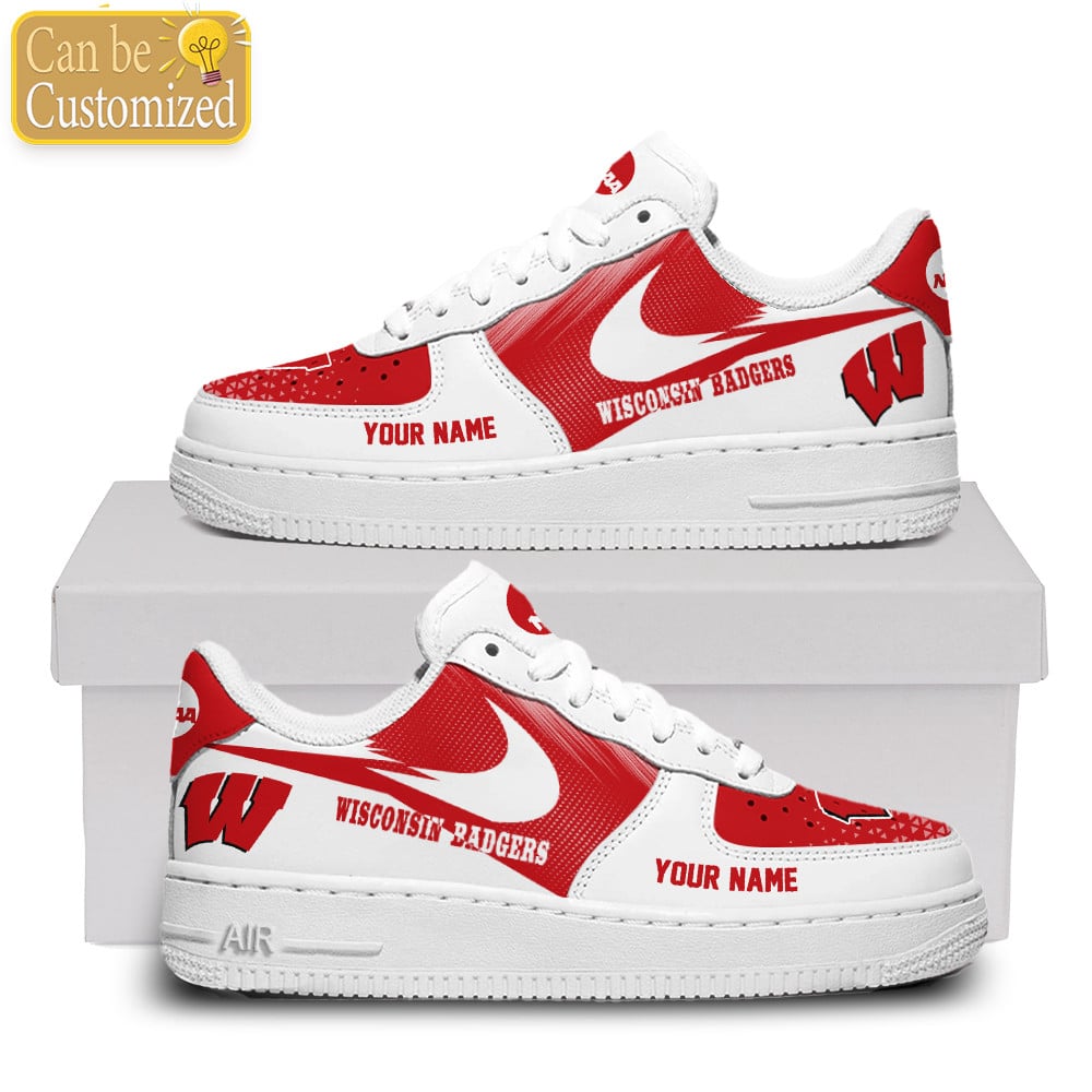 Wisconsin Badgers Air Force One Shoes Custom Name For Men Women