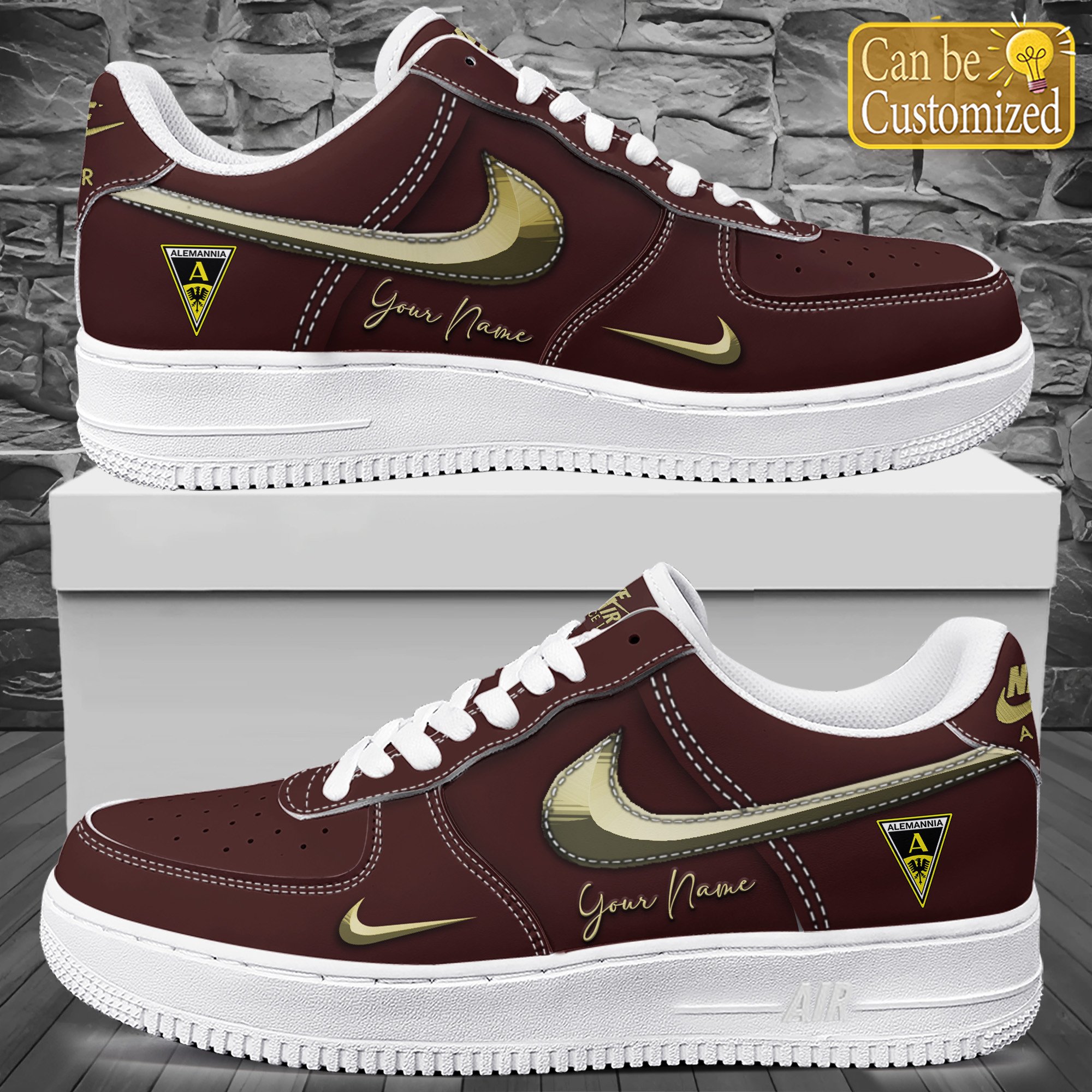Alemannia Aachen Personalisierte Premium Air Force One Schuhe C626 For Men Women