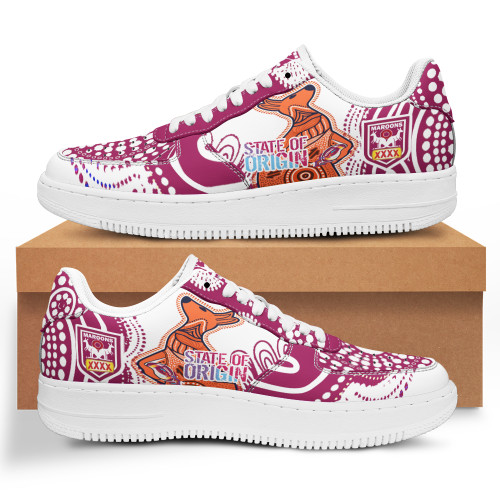 Queensland Maroons Low Top Sneakers Air Force 1 - Cane Toads Indigenous Kangaroo Dot Art Painting Low Top Sneakers For Men Women
