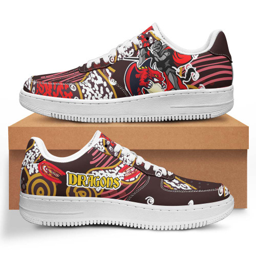 St. George Illawarra Dragons Low Top Sneakers Air Force 1 - Dragon With Ball And Knight Contemporary Style Of Aboriginal Inspired Sneakers For Men Women