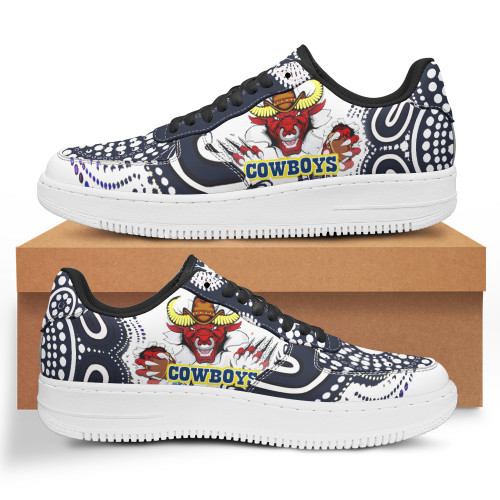 North Queensland Cowboys Low Top Sneakers Air Force 1 - Indigenous Super Cows With Sea Turtle Scratch Style For Men Women