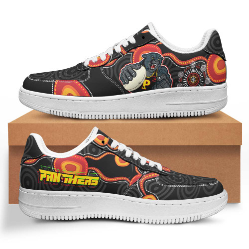 Penrith Panthers Low Top Sneakers Air Force 1 - Penrith Panthers Aboriginal Inspired With Ball Indigenous Style Of Dot Painting Traditional Sneakers For Men Women