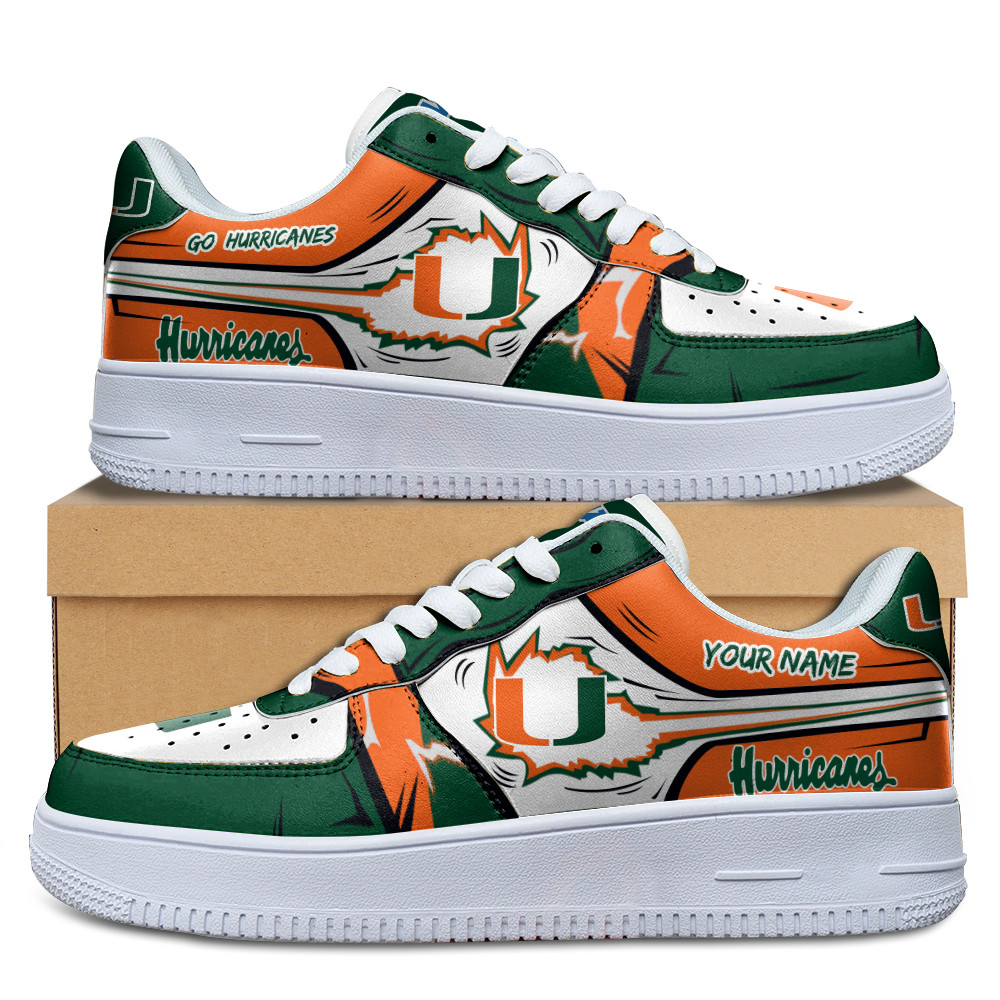 Miami Hurricanes Air Low-Top Af1 Sneakers Shoes For Men And Women 1