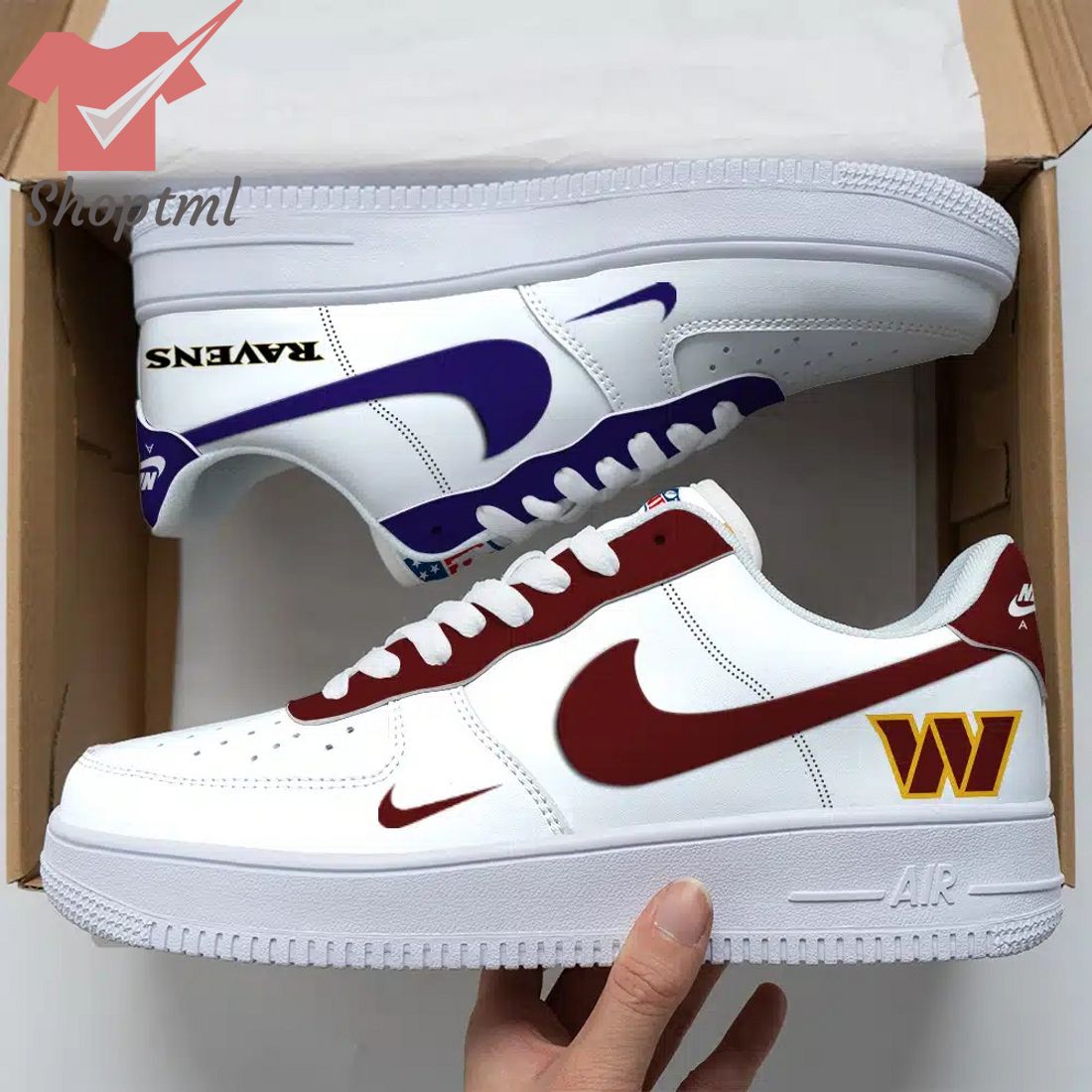 Baltimore Ravens X Washington Commanders Air Force Custom Nike Air Force Sneaker For Men Women