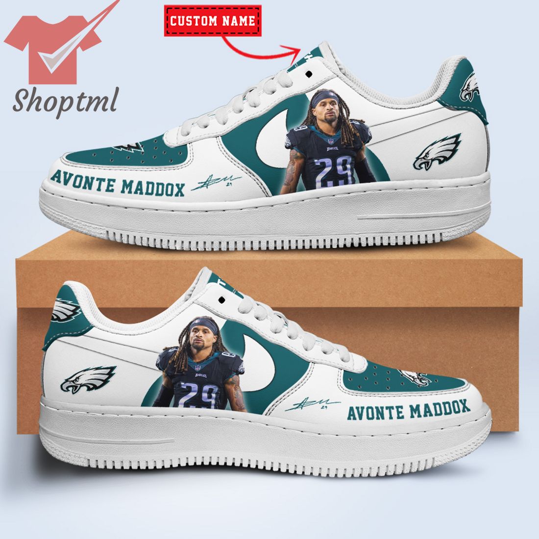 Avonte Maddox Philadelphia Eagles Nfl Custom Name Nike Air Force Shoes For Men Women