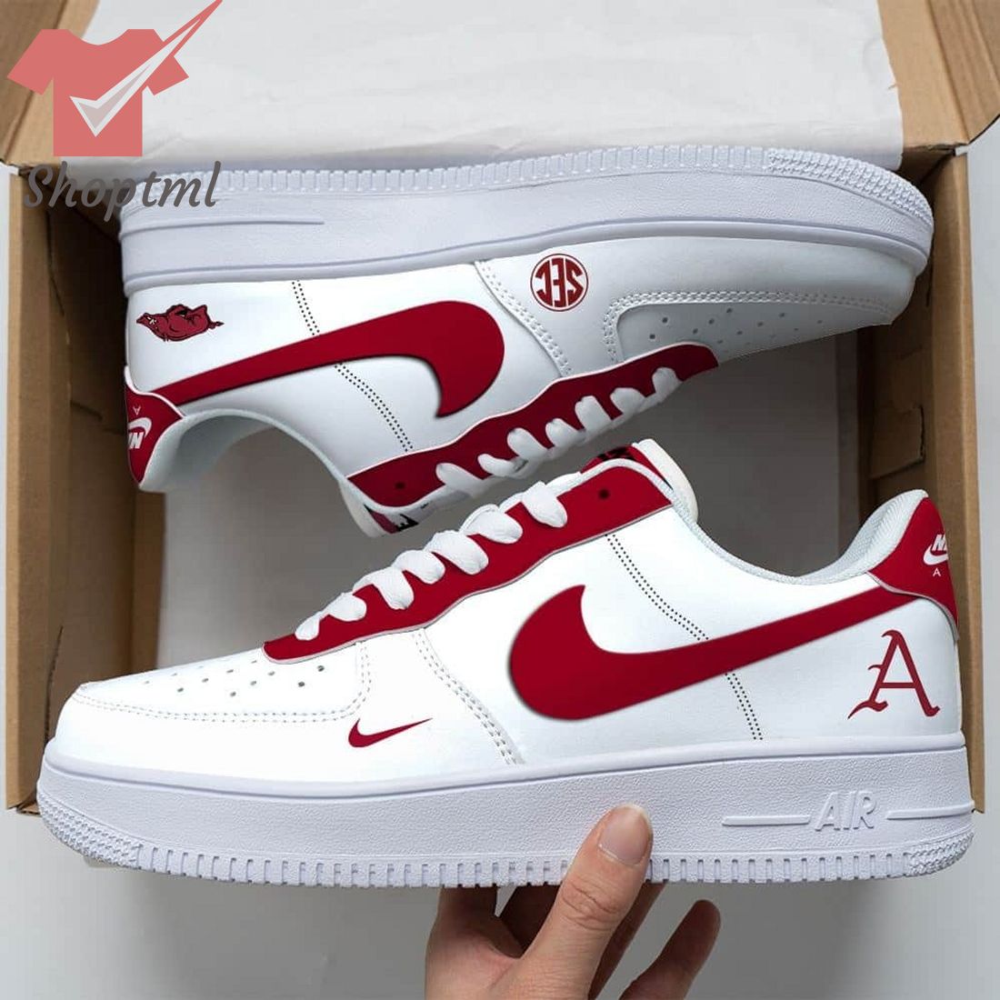 Arkansas Razorbacks Air Force Custom Nike Air Force Sneaker For Men Women