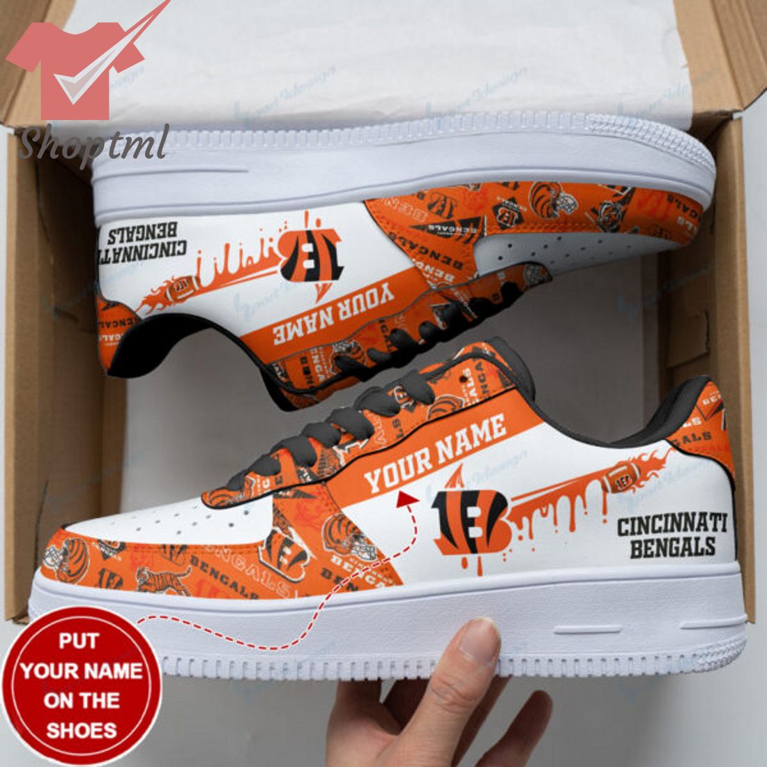 Cincinnati Bengals Nfl Personalized Name Nike Air Force 1 Sneakers For Men Women