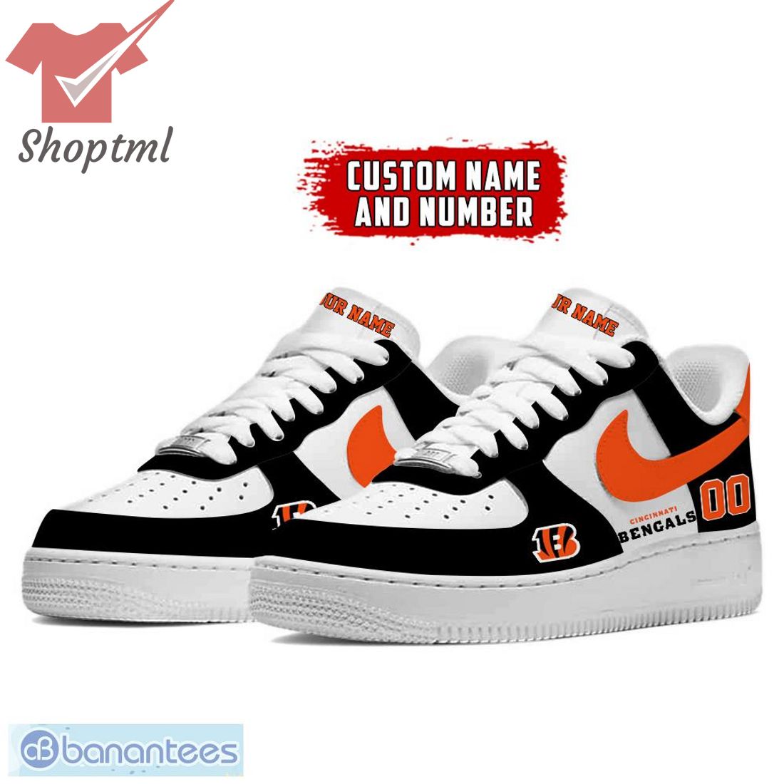 Cincinnati Bengals Nfl Personalize Name Number Nike Air Force 1 Sneakers For Men Women