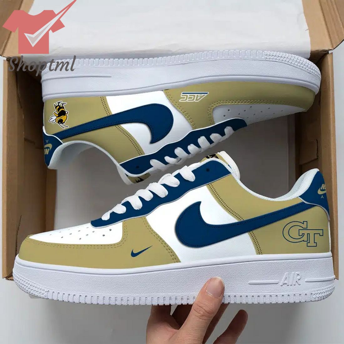 Georgia Tech Yellow Jackets Air Force Custom Nike Air Force Sneaker For Men Women