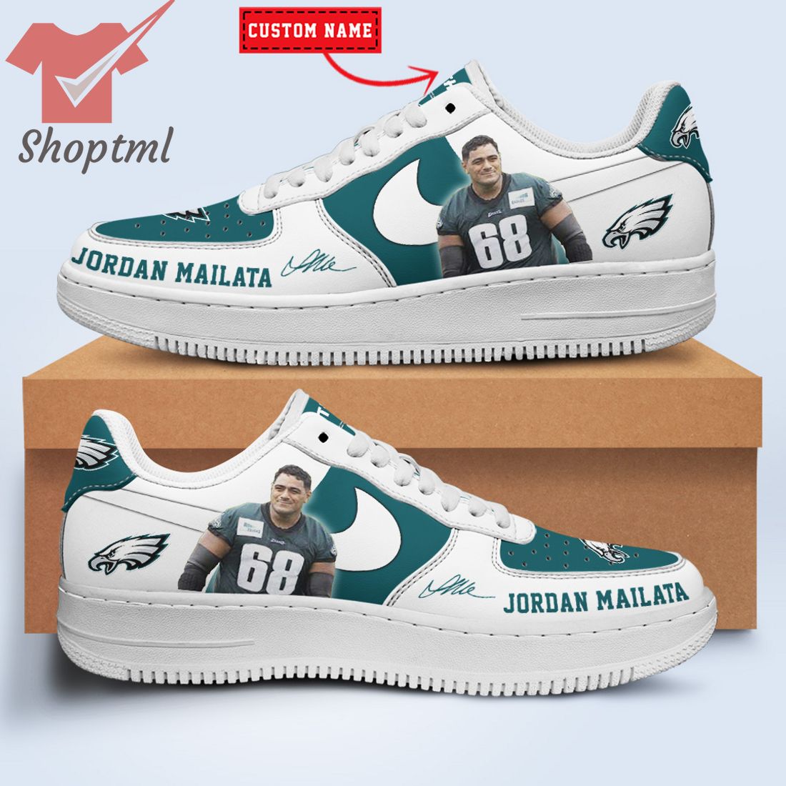 Jordan Mailata Philadelphia Eagles Nfl Custom Name Nike Air Force Shoes For Men Women