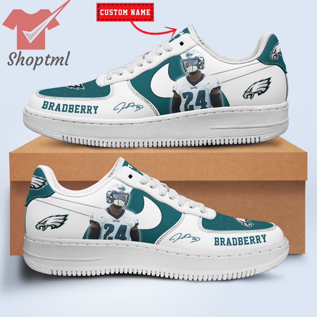 James Bradberry Philadelphia Eagles Nfl Custom Name Nike Air Force Shoes For Men Women