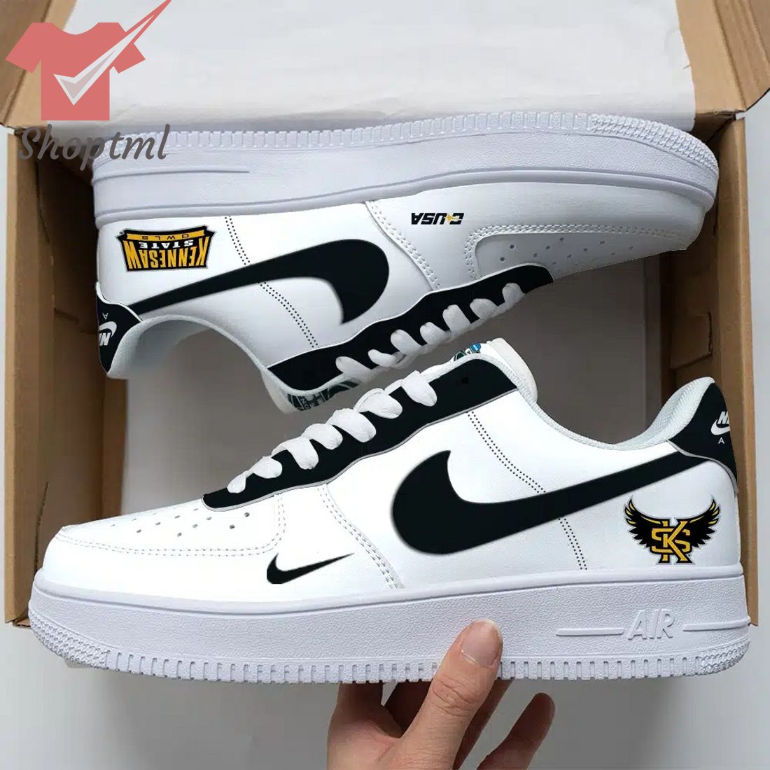 Kennesaw State Owls Ncaa Air Force Custom Nike Air Force Sneaker For Men Women