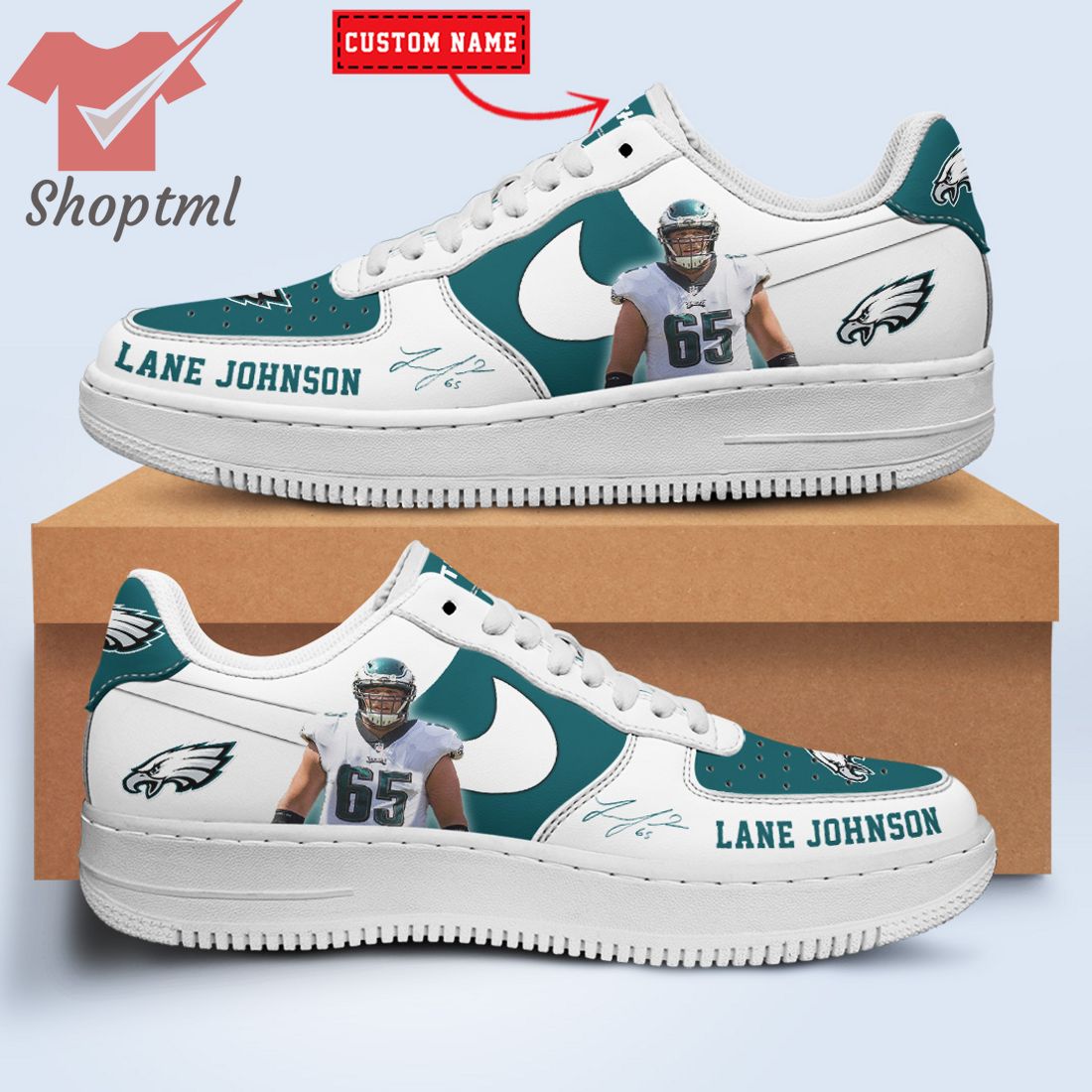 Lane Johnson Philadelphia Eagles Nfl Custom Name Nike Air Force Shoes For Men Women