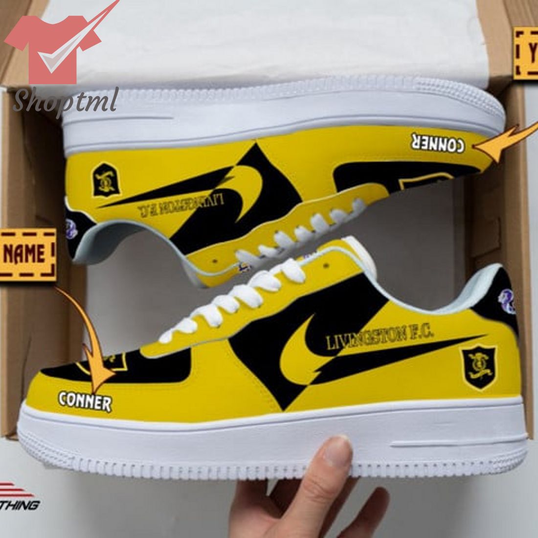 Livingston Fc Custom Name Nike Air Force 1 Sneakers For Men Women