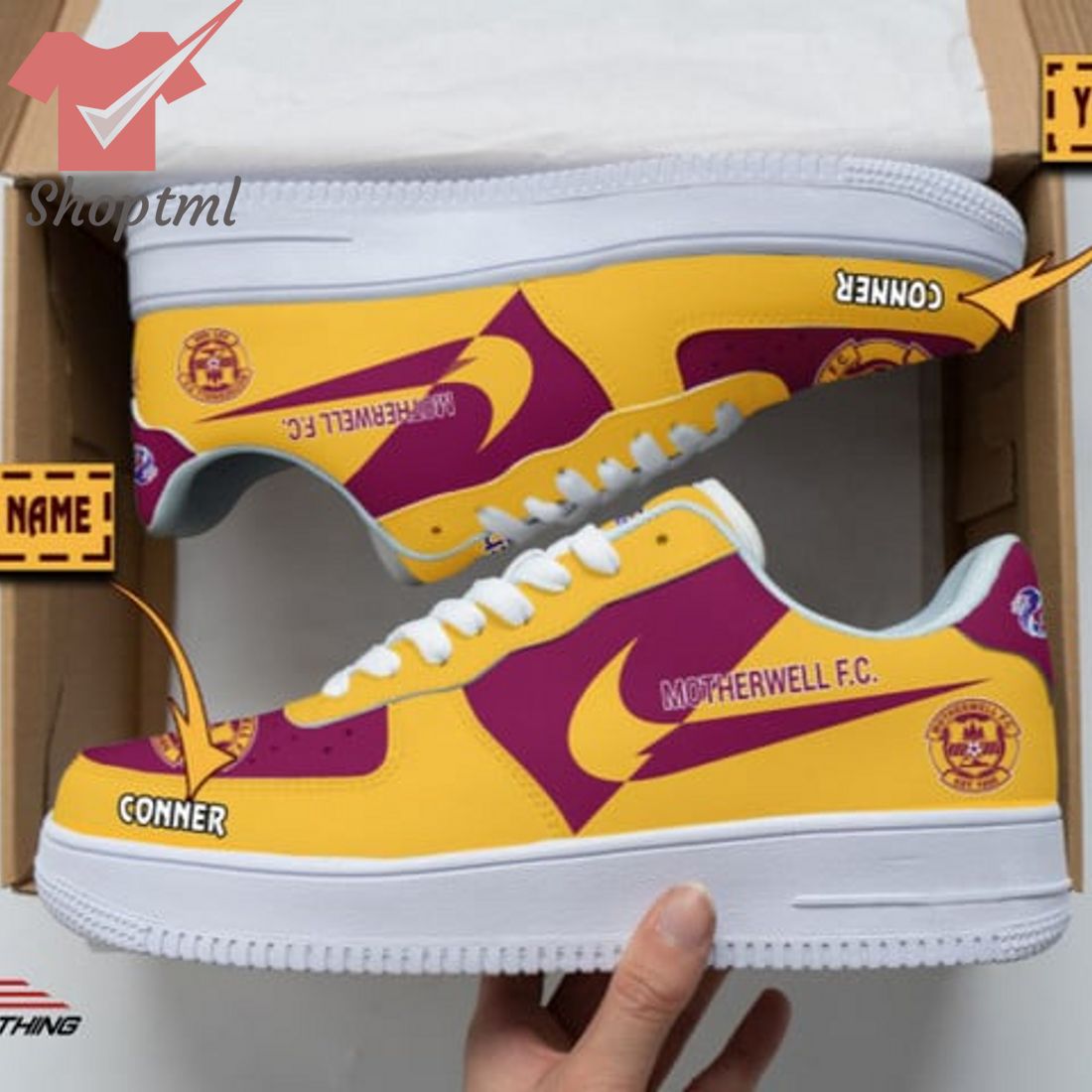 Motherwell Fc Custom Name Nike Air Force 1 Sneakers For Men Women