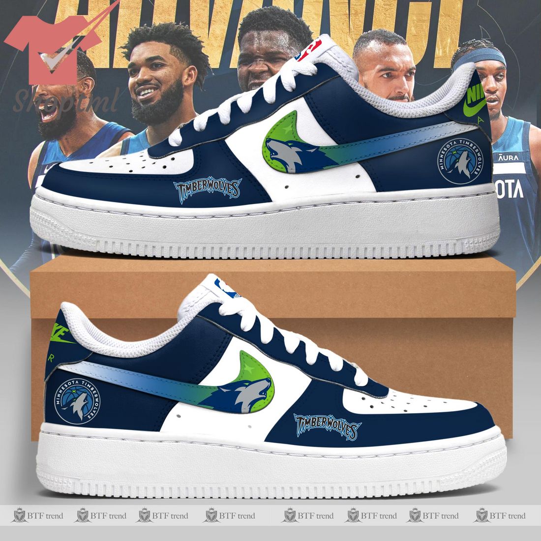 Minnesota Timberwolves Air Force 1 Sneaker For Men Women