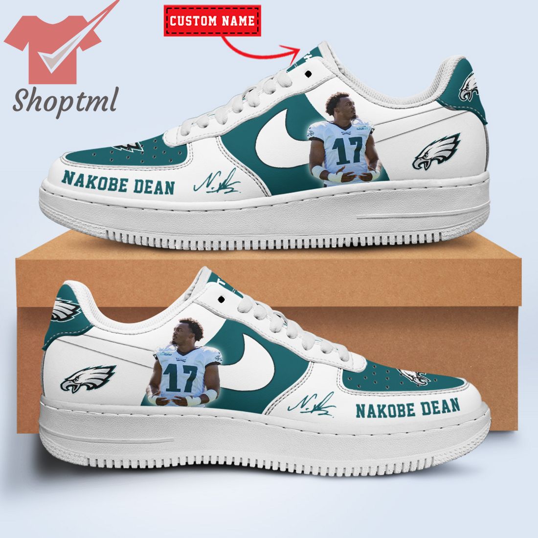 Nakobe Dean Philadelphia Eagles Nfl Custom Name Nike Air Force Shoes For Men Women