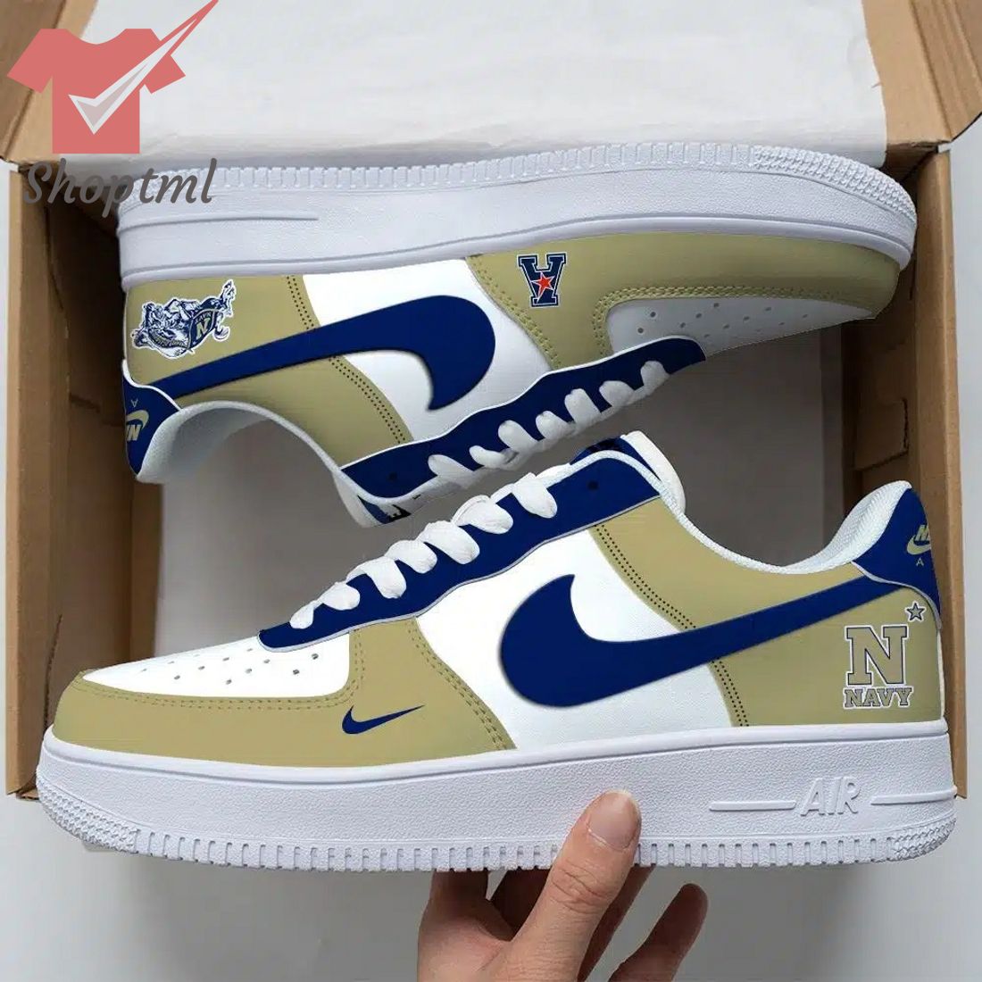 Navy Midshipmen Air Force Custom Nike Air Force Sneaker For Men Women