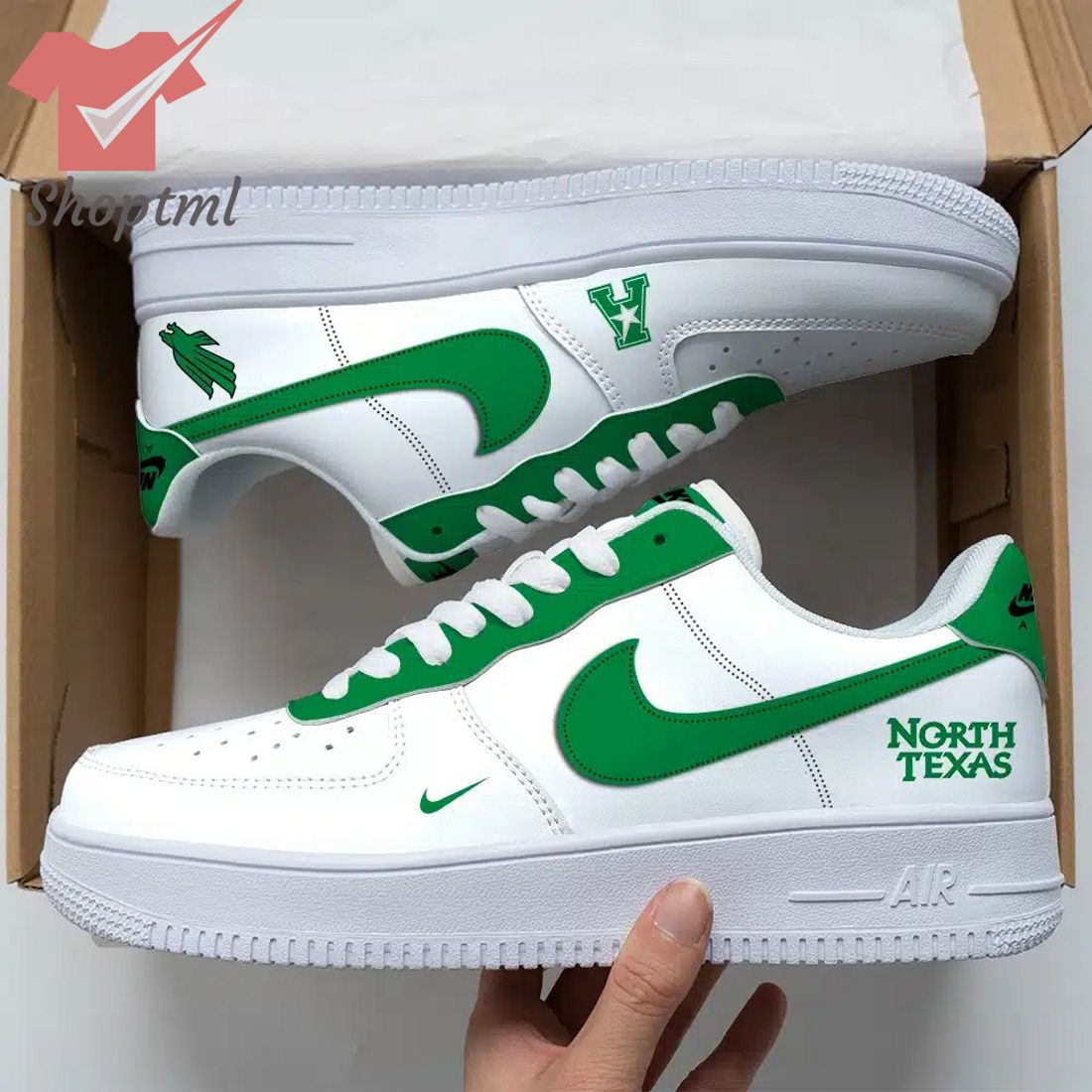 North Texas Mean Green Air Force Custom Nike Air Force Sneaker For Men Women