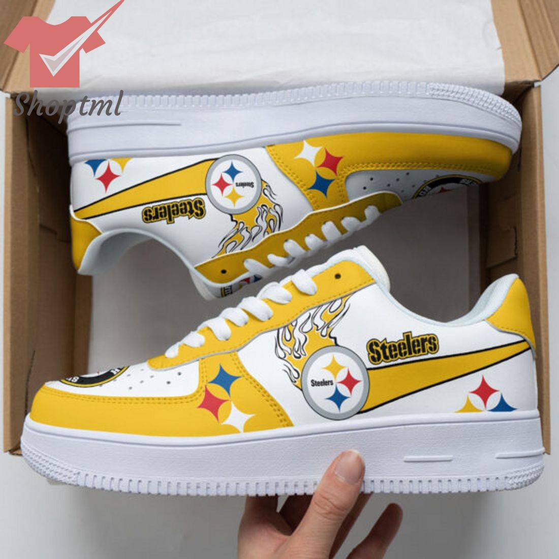 Pittsburgh Steelers Nfl Yellow Nike Air Force 1 Sneakers For Men Women