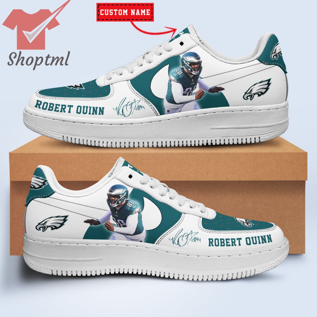 Robert Quinn Philadelphia Eagles Nfl Custom Name Nike Air Force Shoes For Men Women