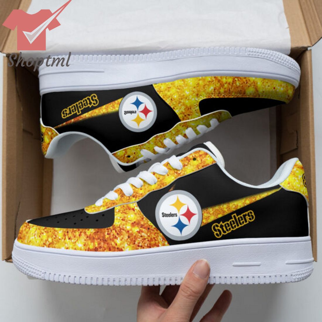 Pittsburgh Steelers Nfl Yellow Diamon Nike Air Force 1 Sneakers For Men Women