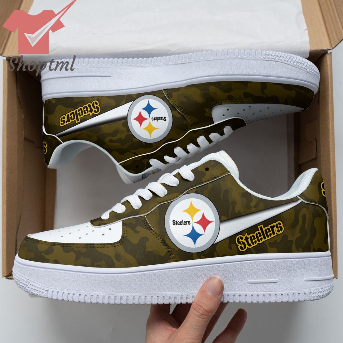 Pittsburgh Steelers Nfl Camouflage Nike Air Force 1 Sneakers For Men Women