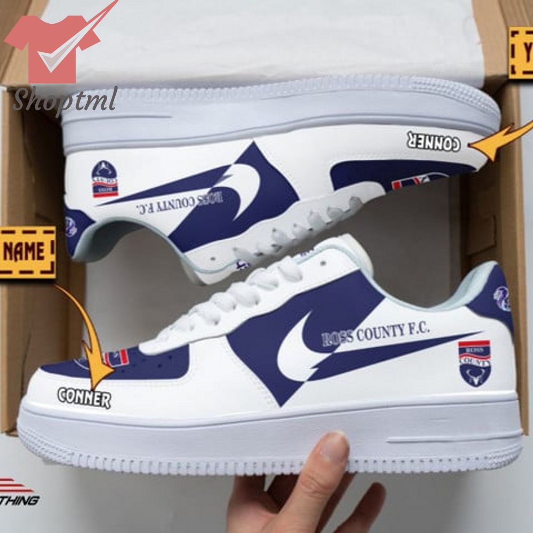 Ross County Fc Custom Name Nike Air Force 1 Sneakers For Men Women
