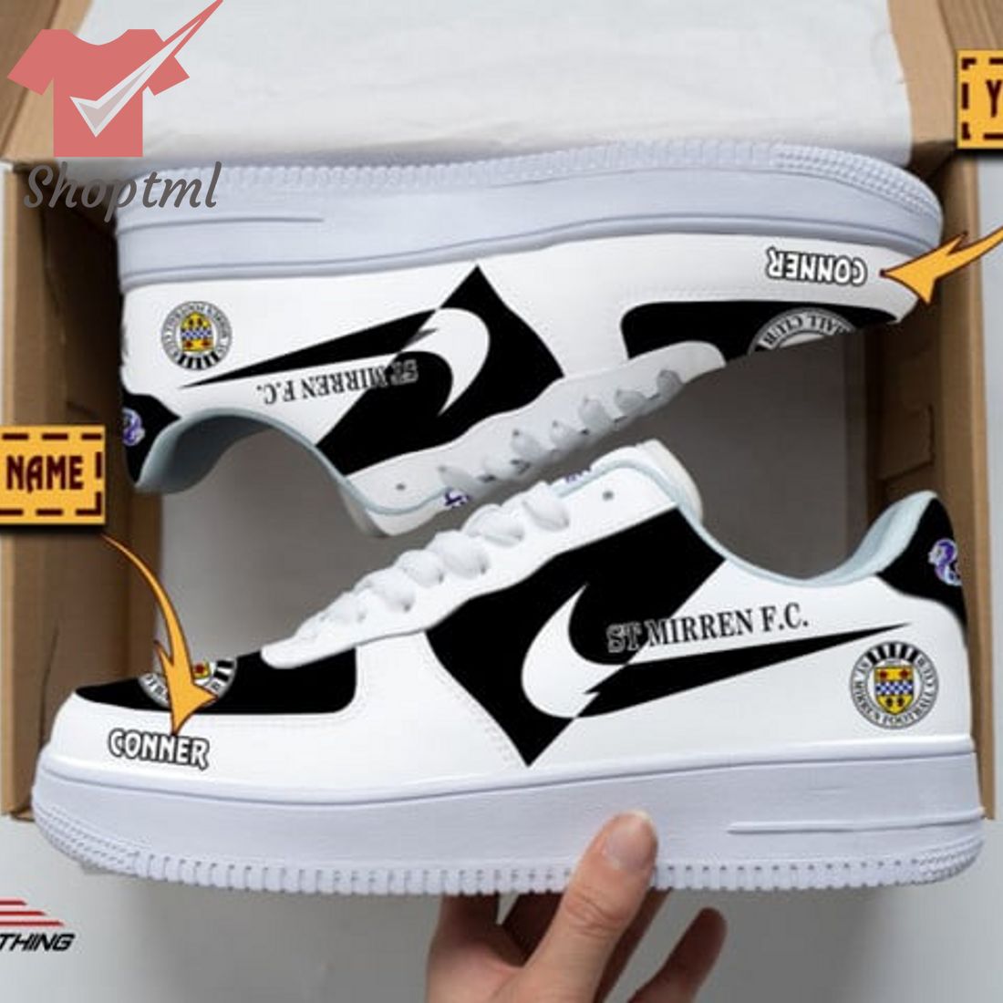 St Mirren Fc Custom Name Nike Air Force 1 Sneakers For Men Women