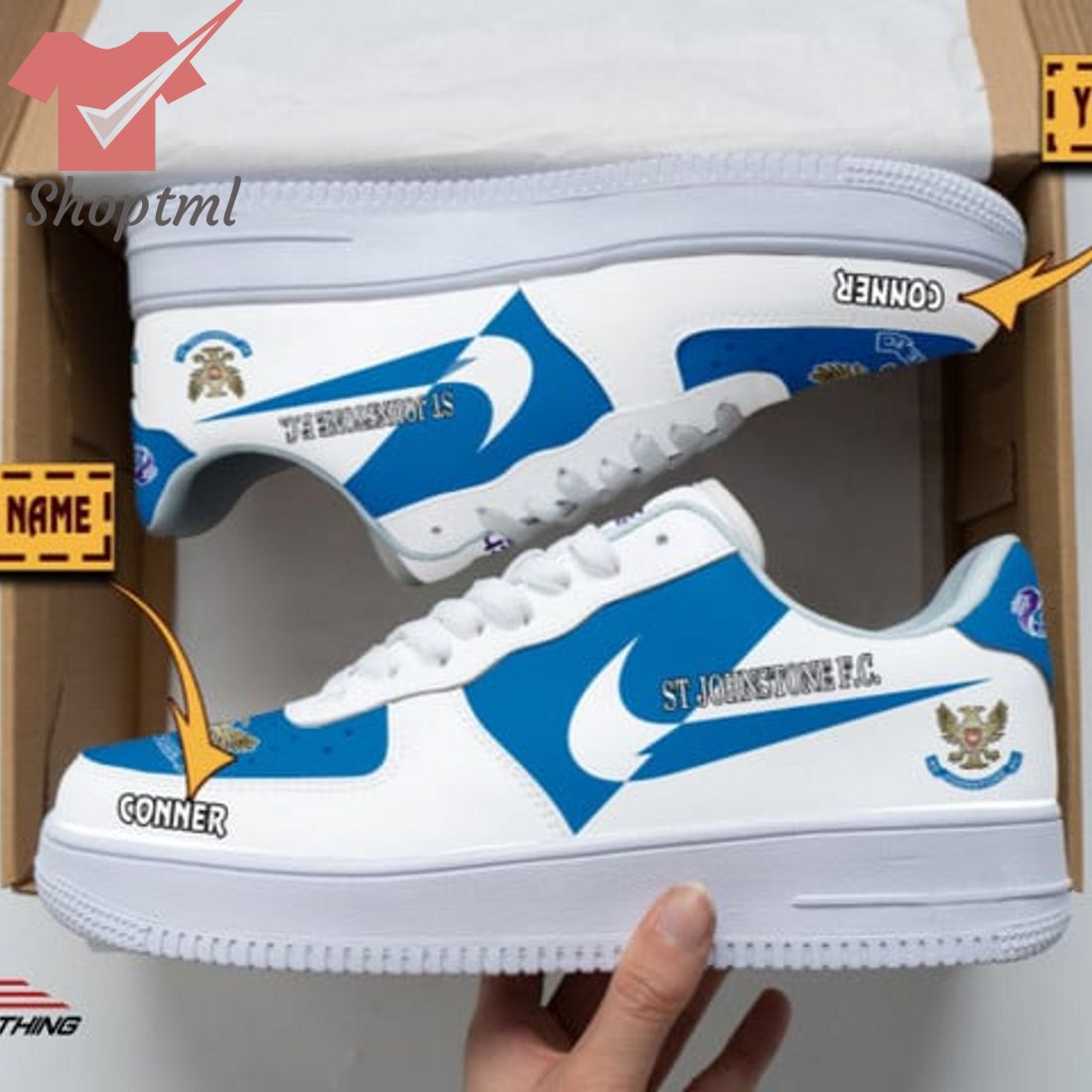 St Johnstone Fc Custom Name Nike Air Force 1 Sneakers For Men Women